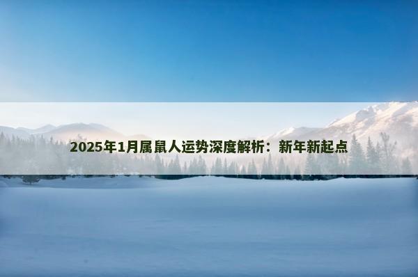 2025年1月属鼠人运势深度解析：新年新起点