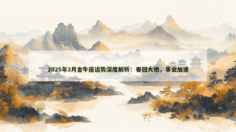2025年3月金牛座运势深度解析：春回大地，事业加速