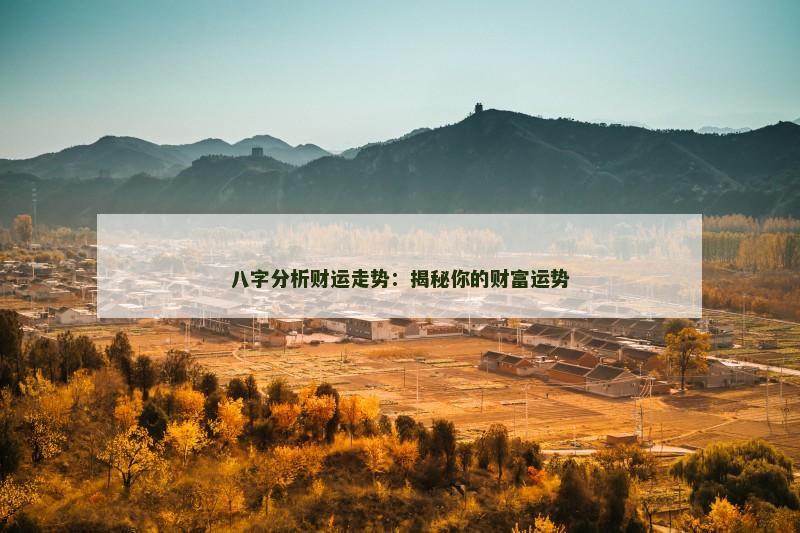 八字分析财运走势：揭秘你的财富运势