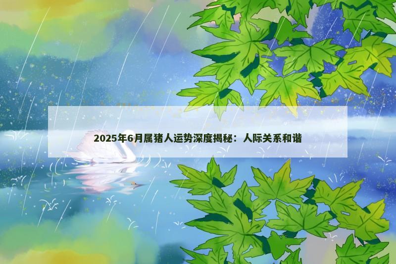 2025年6月属猪人运势深度揭秘：人际关系和谐