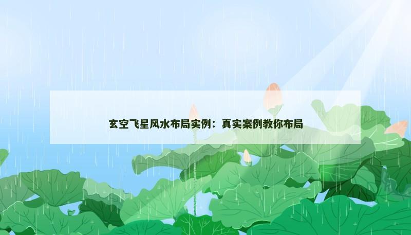 玄空飞星风水布局实例：真实案例教你布局