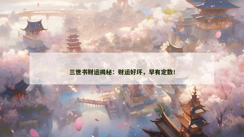 三世书财运揭秘：财运好坏，早有定数！