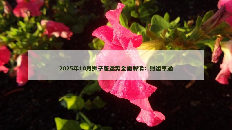 2025年10月狮子座运势全面解读：财运亨通