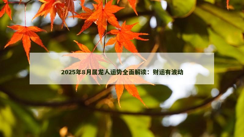 2025年8月属龙人运势全面解读：财运有波动