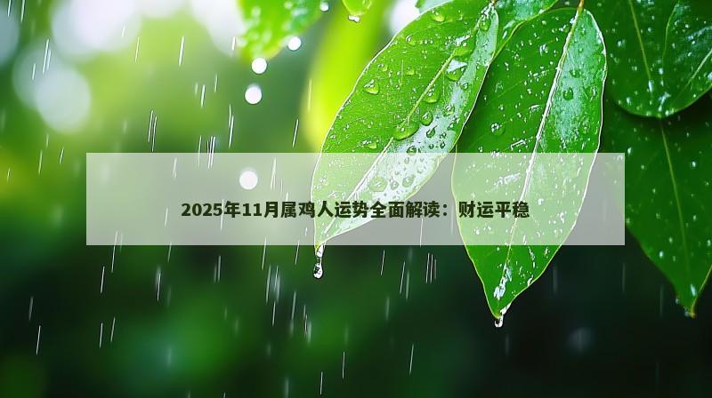 2025年11月属鸡人运势全面解读：财运平稳