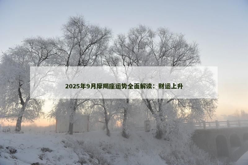2025年9月摩羯座运势全面解读：财运上升