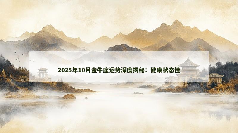 2025年10月金牛座运势深度揭秘：健康状态佳