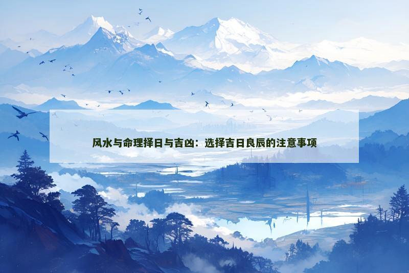 风水与命理择日与吉凶：选择吉日良辰的注意事项