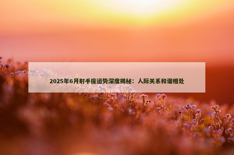 2025年6月射手座运势深度揭秘：人际关系和谐相处