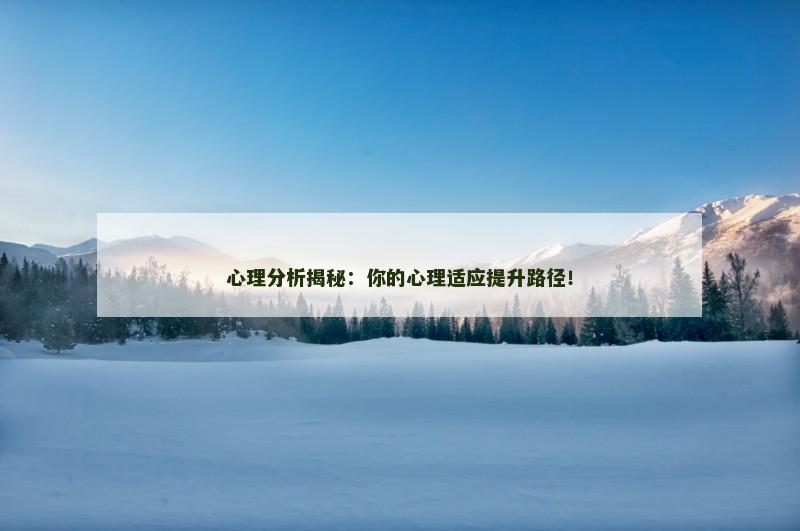 心理分析揭秘：你的心理适应提升路径！