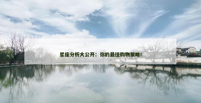 星座分析大公开：你的最佳购物策略！