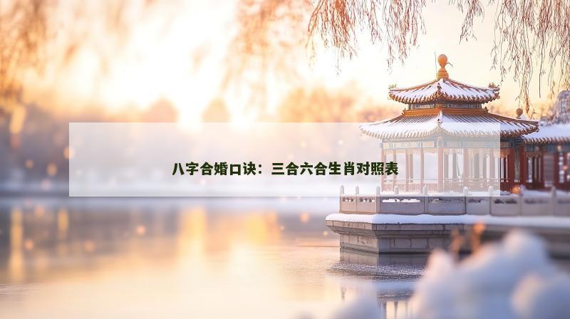 八字合婚口诀：三合六合生肖对照表