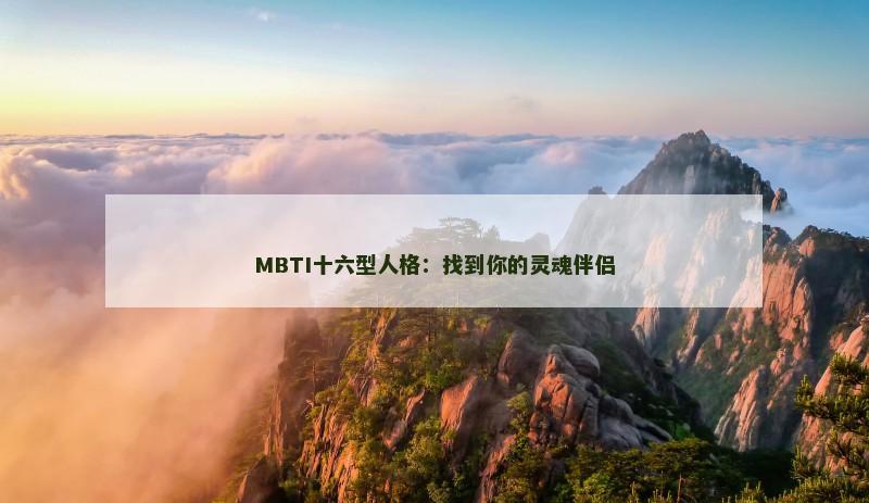 MBTI十六型人格：找到你的灵魂伴侣