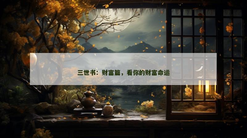 三世书:财富篇,看你的财富命运