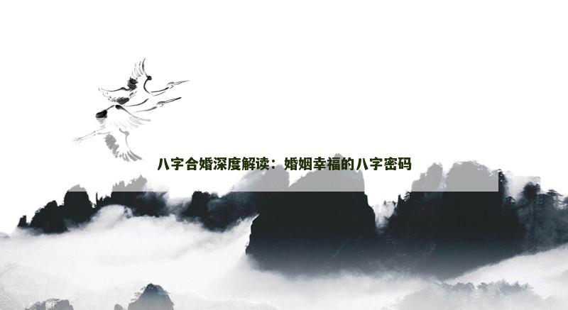 八字合婚深度解读：婚姻幸福的八字密码