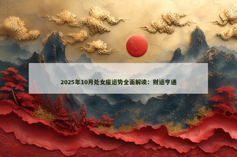 2025年10月处女座运势全面解读：财运亨通