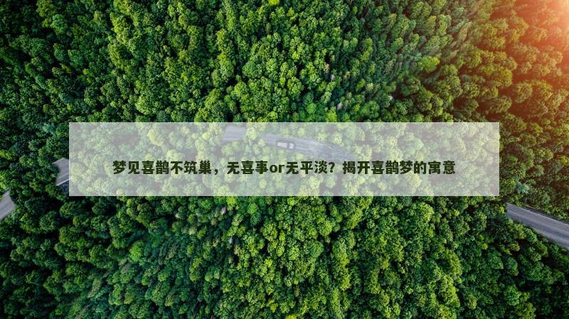 梦见喜鹊不筑巢，无喜事or无平淡？揭开喜鹊梦的寓意