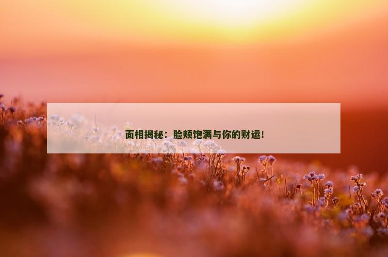 面相揭秘：脸颊饱满与你的财运！