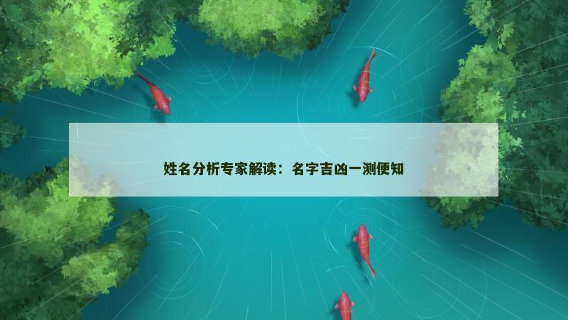 姓名分析专家解读：名字吉凶一测便知