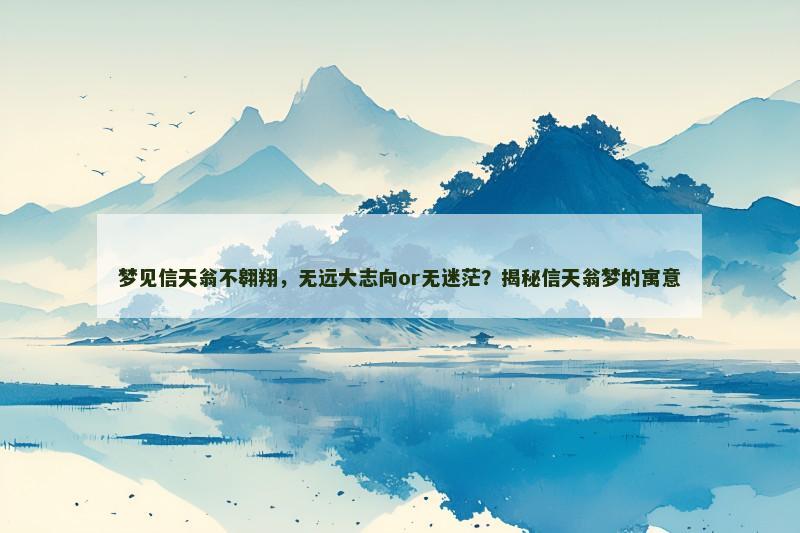 梦见信天翁不翱翔，无远大志向or无迷茫？揭秘信天翁梦的寓意