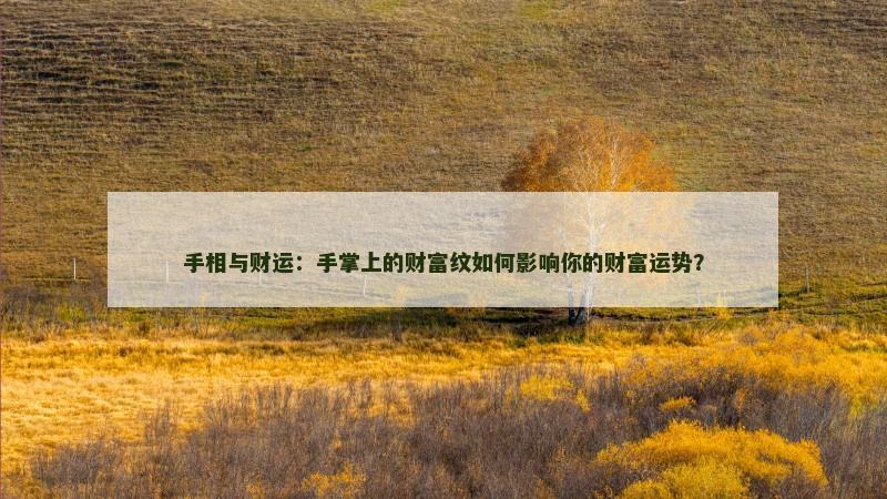 手相与财运：手掌上的财富纹如何影响你的财富运势？