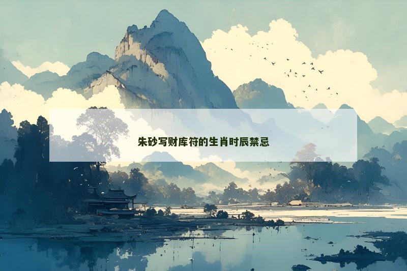 朱砂写财库符的生肖时辰禁忌