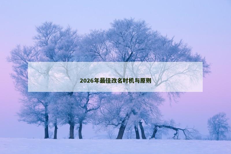 2026年最佳改名时机与原则