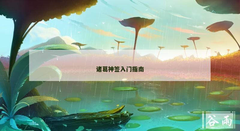 诸葛神签入门指南