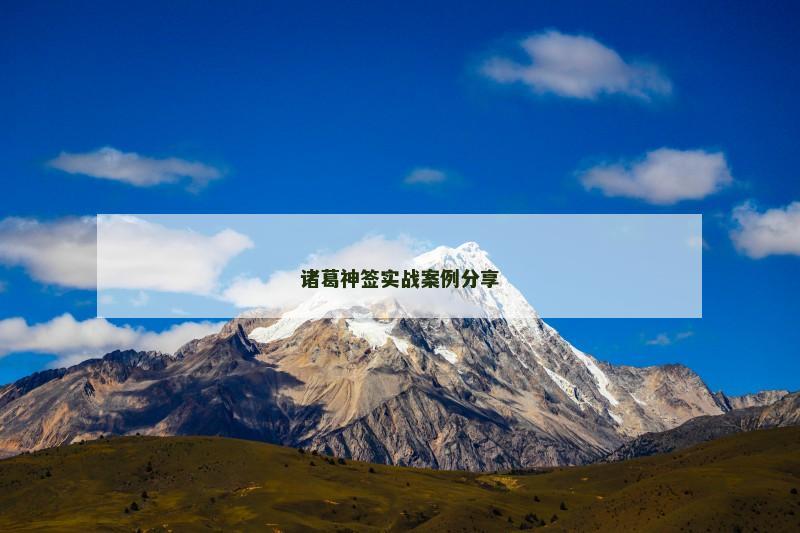 诸葛神签实战案例分享