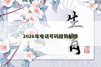 2026年电话号码趋势解析